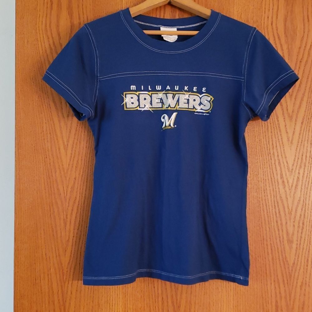 EUC Ladies Milwaukee Brewers Blingy T-Shirt Sz L